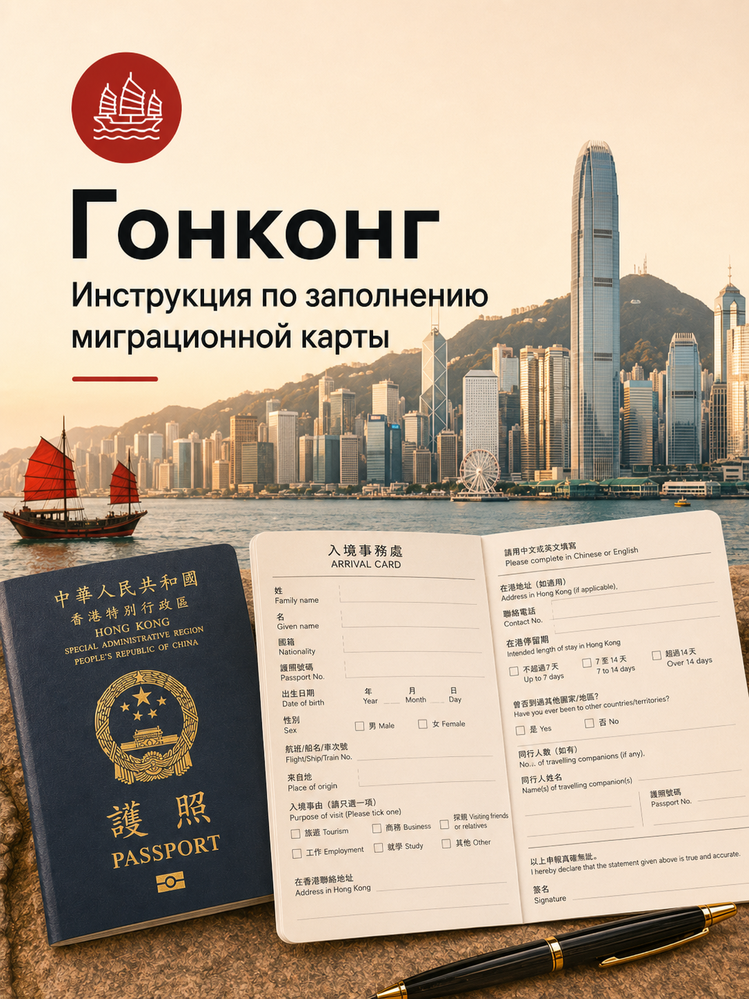 Инструкция по заполнению миграционной карты Гонконга