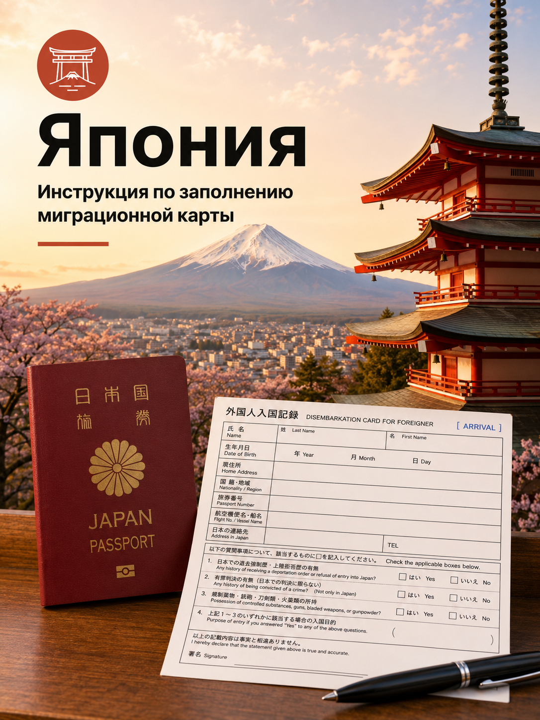 Инструкция по заполнению миграционной карты Японии