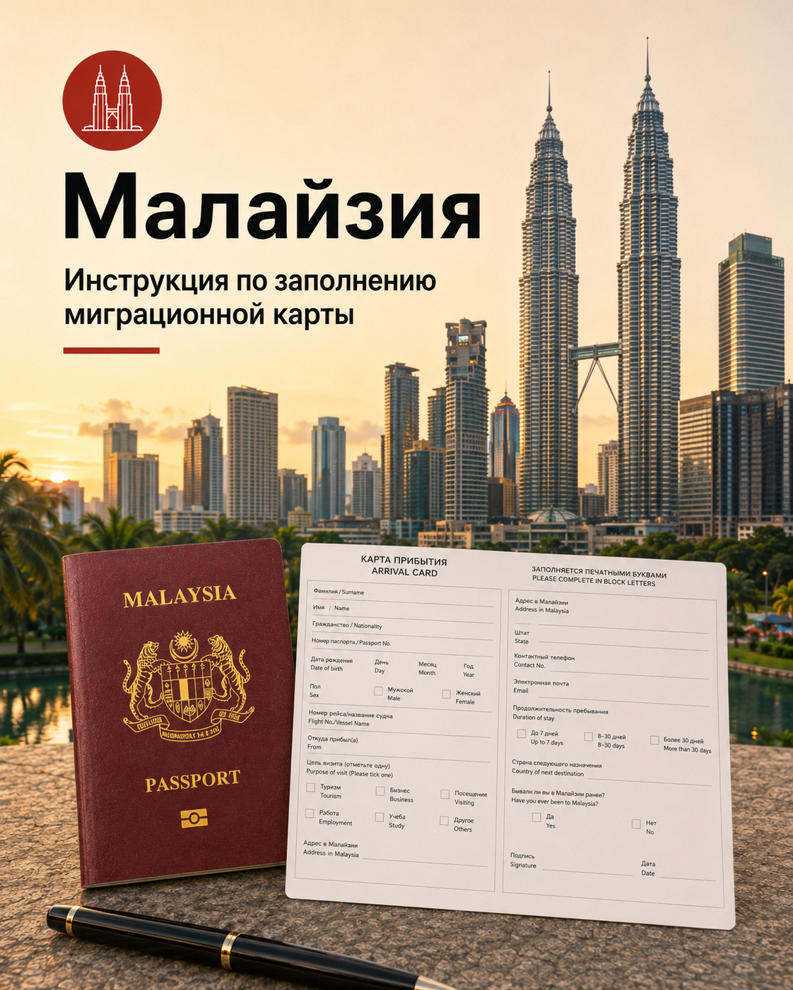 Инструкция по заполнению миграционной карты Малайзии